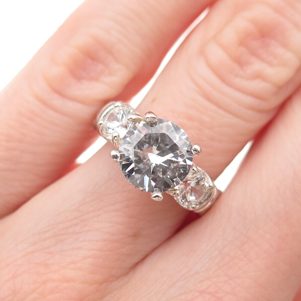 Chapal Zenray 925 Sterling Silver Vintage C Z Engagement Ring Size 5.25